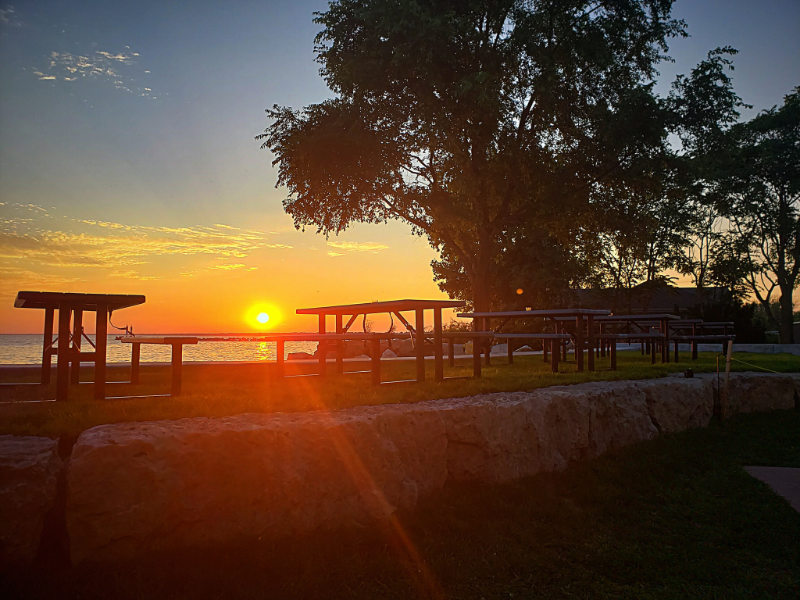 Sunset paddleboarding on Lake Erie